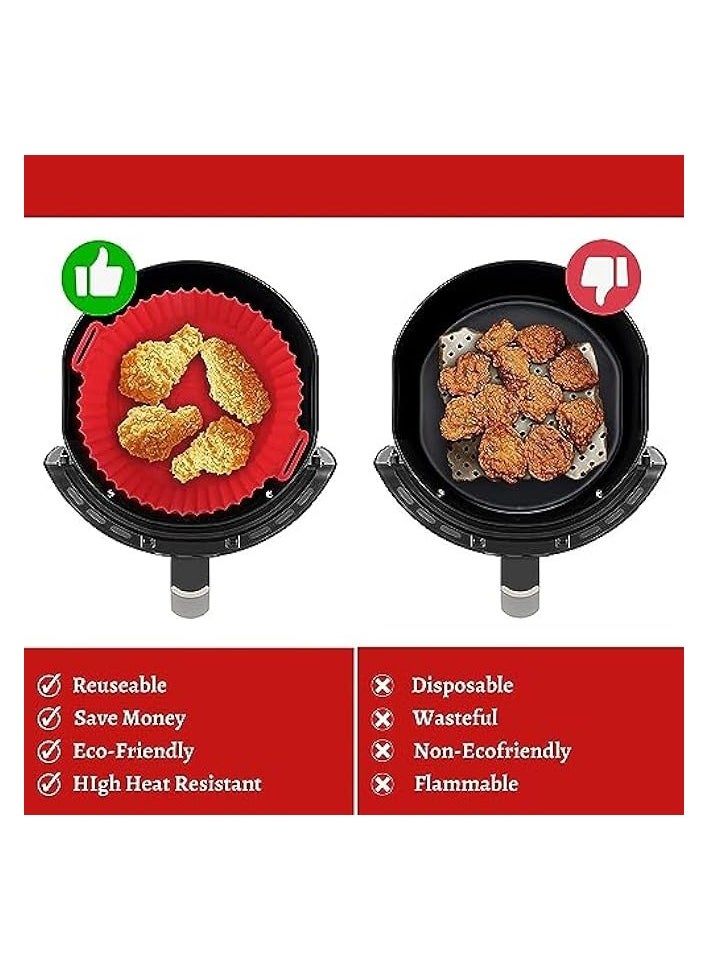 Silicon Air Fryer Liner - 2 Pcs Non-Stick Reusable Air Fryer Liners - Replacement for Flammable Parchment Liner Paper - Baking Pan Air Fryer – Food safe Fryers