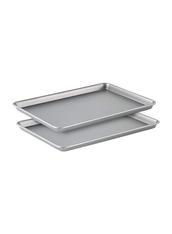 2-Piece Non-Stick Baking Sheet Set Grey 12x17inch