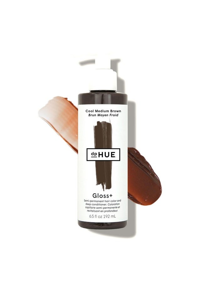 Gloss+, Cool Medium Brown - 6.5 Oz - Semi-Permanent Hair Color & Conditioner - Lasts Up To Eight Washes - Paraben, Sls & Sles Sulfate Free - Vegan, Leaping Bunny Certified