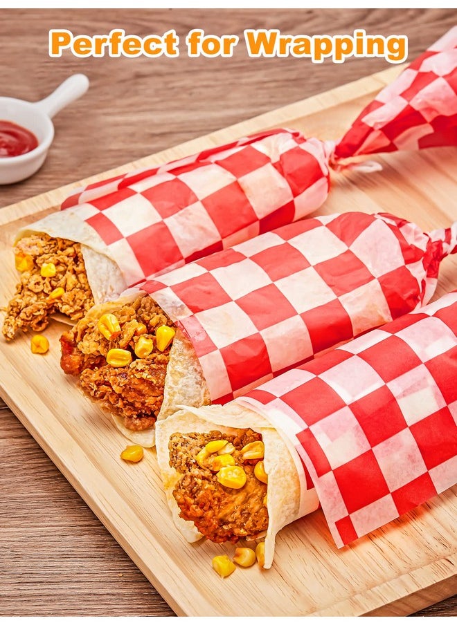 12 X 12 Inches Wax Paper For Food, 500 Pcs Non-Stick Hamburger Patty Paper, Square Sandwich Separators Wrapping Paper, For Lunch, Restaurants, Barbecues, Picnics, Parties, Red Plaid