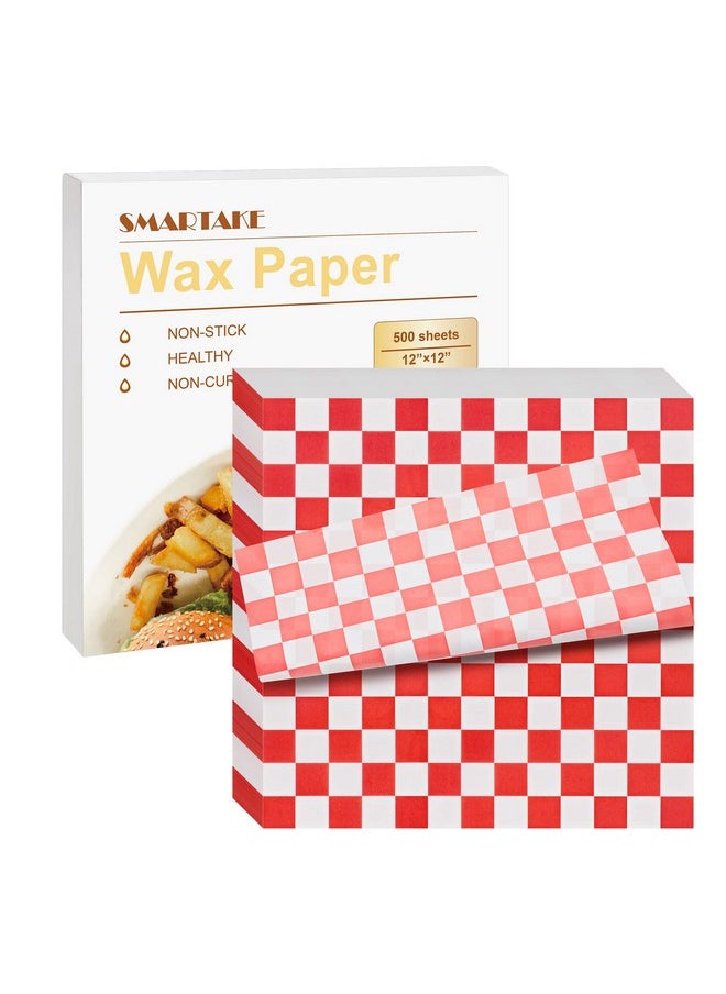 12 X 12 Inches Wax Paper For Food, 500 Pcs Non-Stick Hamburger Patty Paper, Square Sandwich Separators Wrapping Paper, For Lunch, Restaurants, Barbecues, Picnics, Parties, Red Plaid