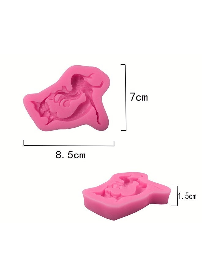 2 Pcs Mermaid Princess Molds,Mermaid Girl 3D Molds For Diy Ocean Candy,Impression Mats Baroque Fondant Pudding,Soap,Chocolate,Ice Cube, Cookie Pastry Pies,Cake Cupcake Decoration, Polymer Clay