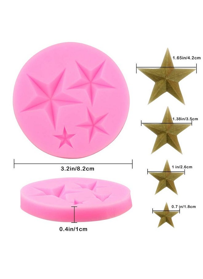 Star Silicone Mold,2Pcs 3D Stars Shape Silicone Mold For Diy Jelly Shots Gum Paste Fondant, Pudding Soap, Handmade Ice Cream,Chocolate, Crystal Ice Cube,Cupcake Cake Topper Decoration