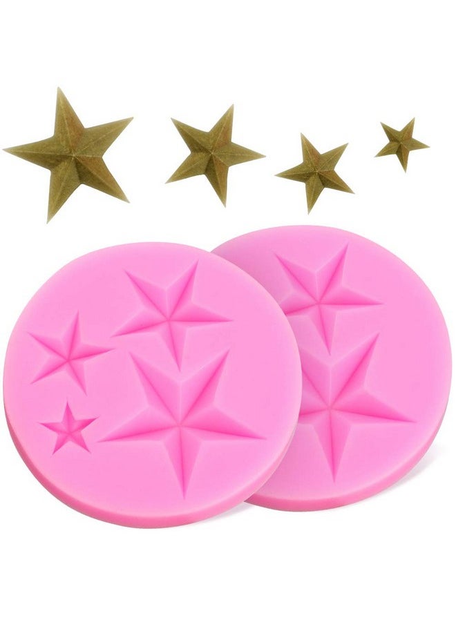 Star Silicone Mold,2Pcs 3D Stars Shape Silicone Mold For Diy Jelly Shots Gum Paste Fondant, Pudding Soap, Handmade Ice Cream,Chocolate, Crystal Ice Cube,Cupcake Cake Topper Decoration