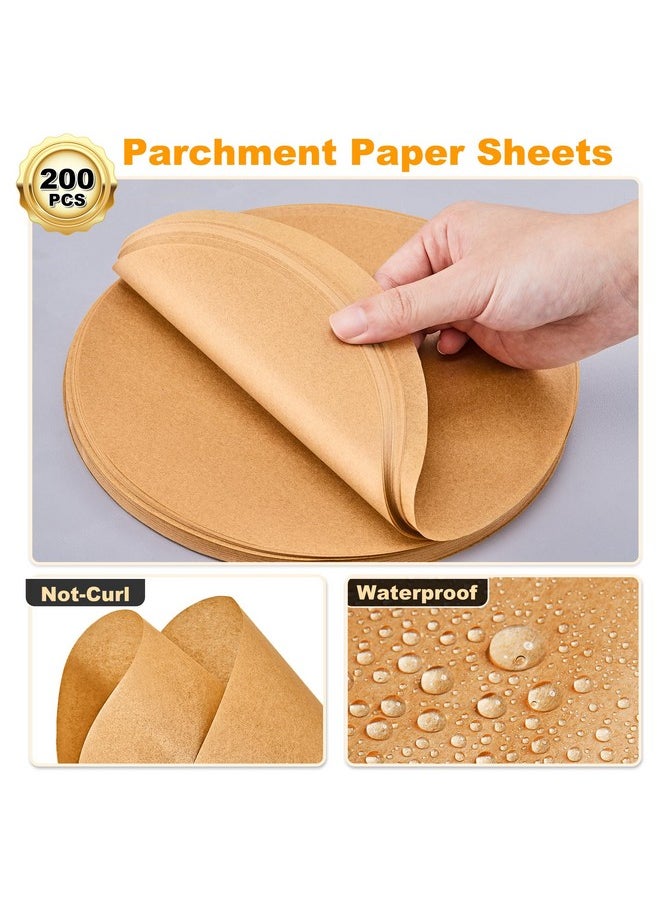 200 Pcs Unbleached Parchment Paper Baking Sheets Round, 12 Inches Non-Stick Precut Baking Parchment, For Baking Grilling Air Fryer Steaming Bread Cup Cake Cookie And More