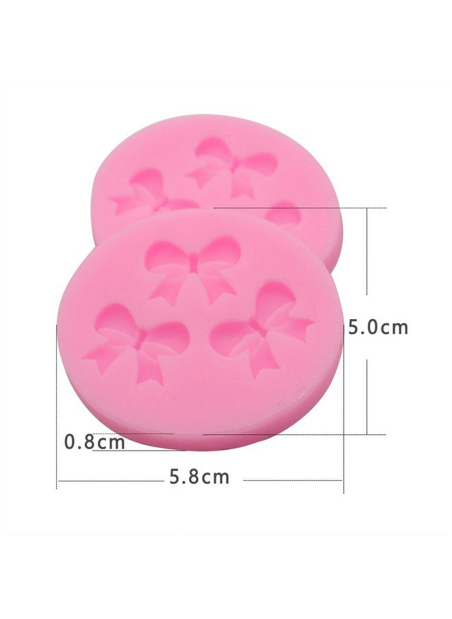 2 Pieces Mini Bow Silicone Fondant Molds Bowknot Molds Handmade Ice Cream Soap Mould Crystal Cupcake Cake Topper Decor Desserts Ice Cube Candy Pudding