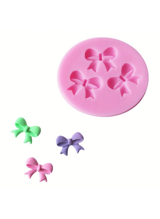 2 Pieces Mini Bow Silicone Fondant Molds Bowknot Molds Handmade Ice Cream Soap Mould Crystal Cupcake Cake Topper Decor Desserts Ice Cube Candy Pudding