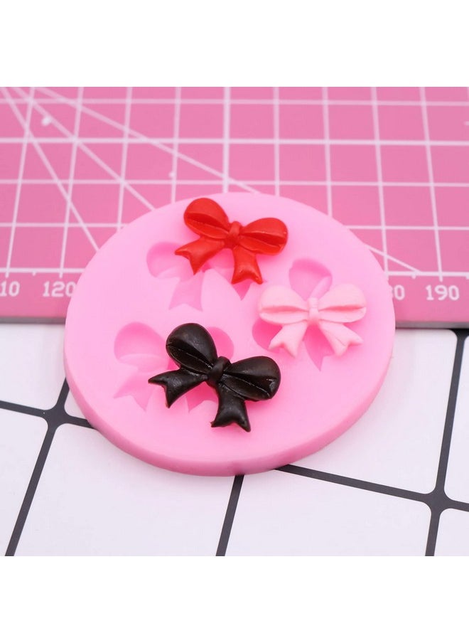 2 Pieces Mini Bow Silicone Fondant Molds Bowknot Molds Handmade Ice Cream Soap Mould Crystal Cupcake Cake Topper Decor Desserts Ice Cube Candy Pudding