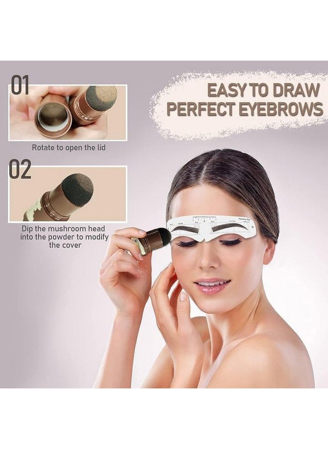 Natural Hairline Powder, Hair Shading Sponge Pen, Hairline Shadow Powder Stick, Quick Hair Root Touch-Up, Paired With 2 Pairs Of Eyebrow Stamp (Light, 1)