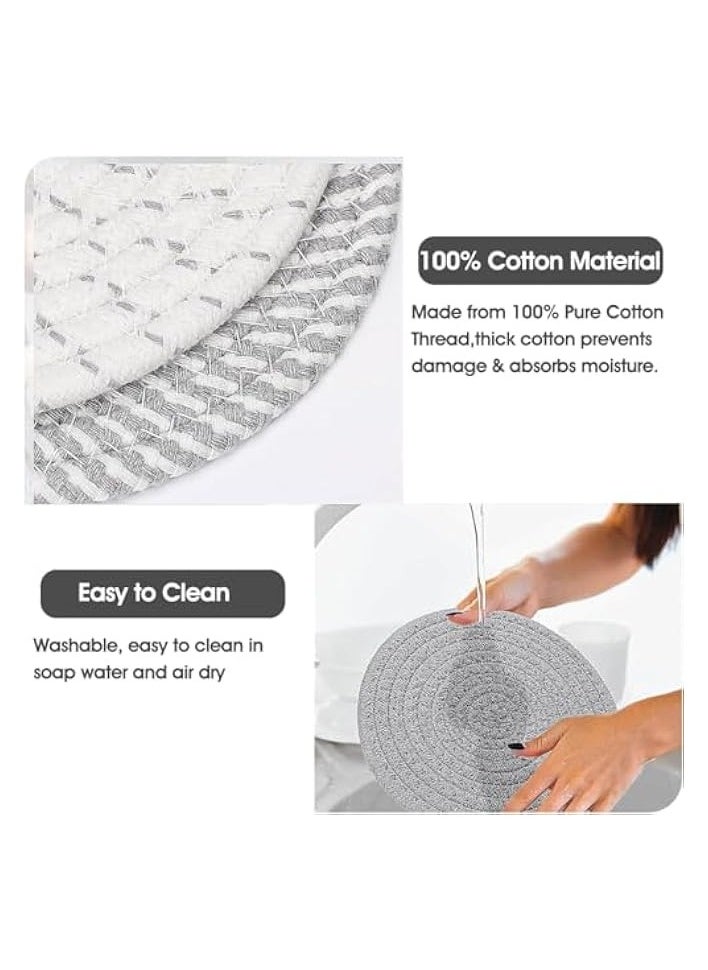 Trivet Mats, Heat Resistant Hot Pads Pot Holders for Dishes, Pans & Plates, Cotton Woven Pads Protect Your Kitchen Countertop & Table - 4-Pack