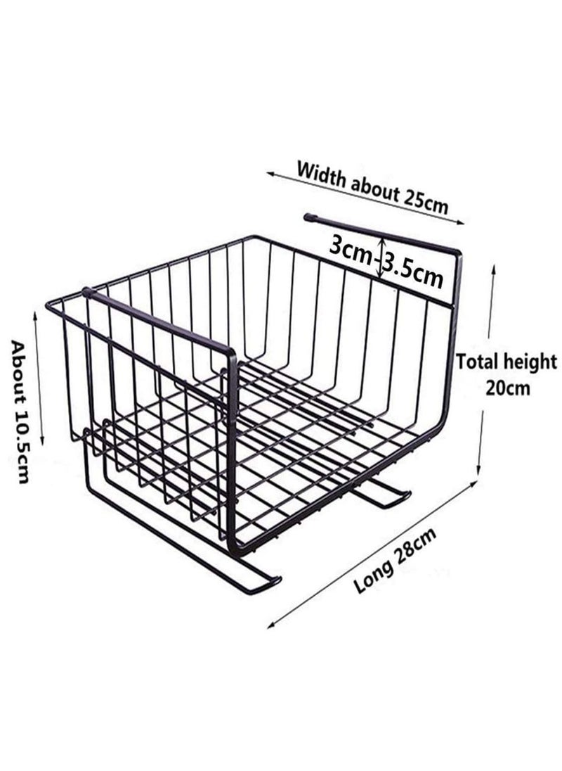 Kitchen Hanging Storage, Multi-function Kitchen Cabinets Interlayer Metal Basket Rack, Paper Towel Holder, Embedded Suspension Storage Shelf Space Save for Bathroom, Wardrobe, Easy Assembly
