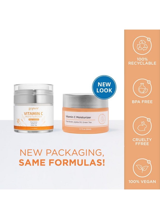 Vitamin C Day Moisturizer - Anti-Aging Vitamin C Face Cream For More Radiant-Looking Complexion, Made With Hydrating Shea Butter And Jojoba Oil And Antioxidant Green Tea - 1.7 Fl Oz