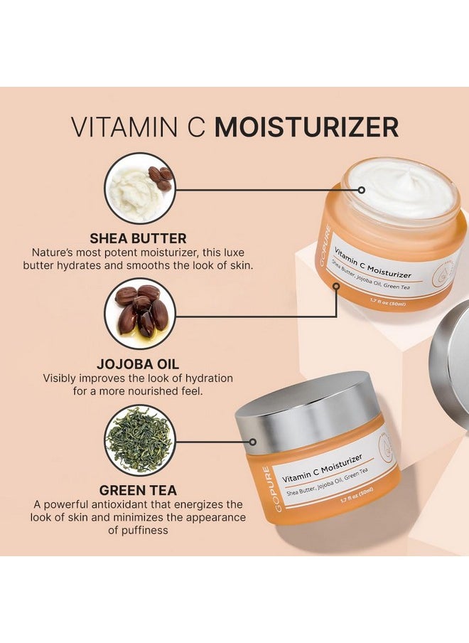 Vitamin C Day Moisturizer - Anti-Aging Vitamin C Face Cream For More Radiant-Looking Complexion, Made With Hydrating Shea Butter And Jojoba Oil And Antioxidant Green Tea - 1.7 Fl Oz