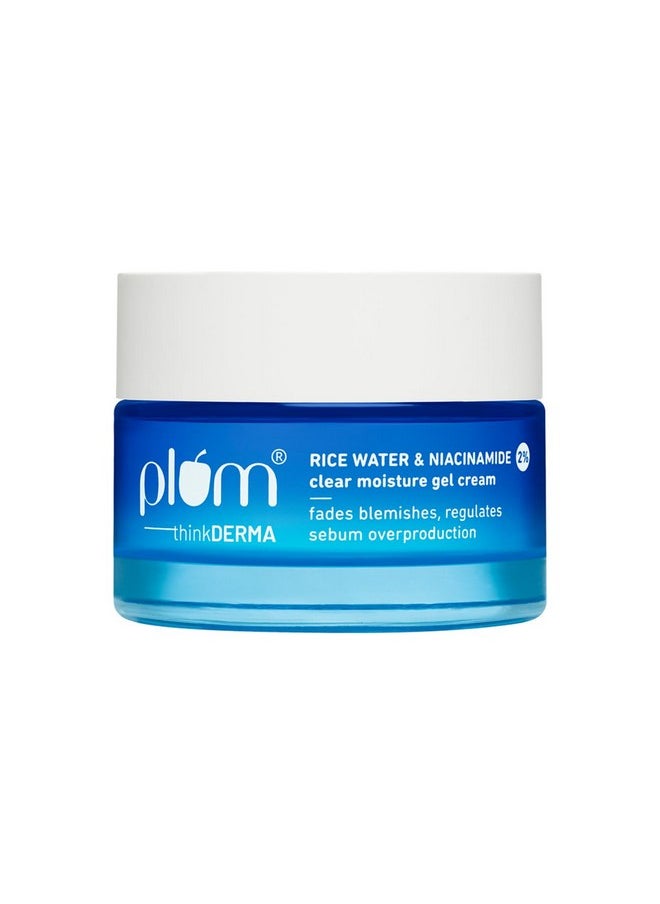 2% Niacinamide & Rice Water Super Light Gel Cream Moisturizer For Face | Oil-Free Hydration | Brightens, Fades Blemishes | Dermat-Tested | All Skin Types | Women & Men | 100% Vegan | 50 G