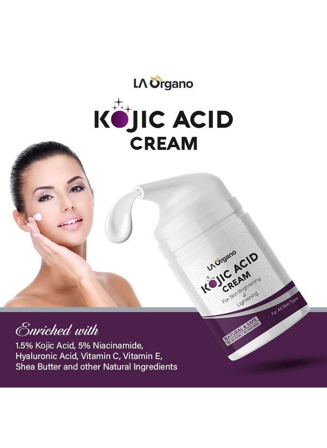 Kojic Face Cream For Skin Brightening & Lightening, Fade Away Dark Spots, Pigmentation & Scars (Pack Of 1) 50 Gm