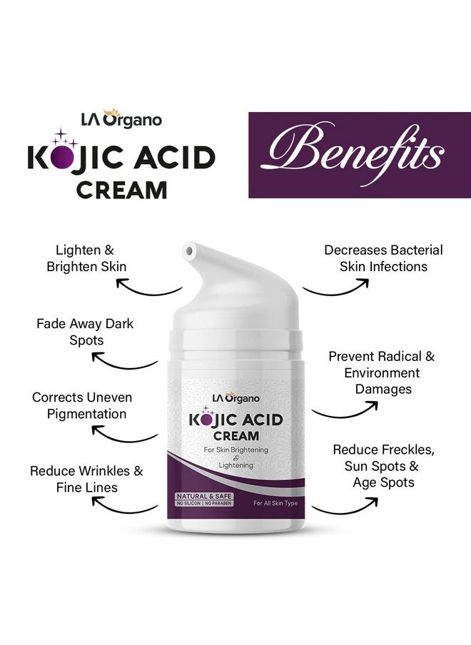 Kojic Face Cream For Skin Brightening & Lightening, Fade Away Dark Spots, Pigmentation & Scars (Pack Of 1) 50 Gm