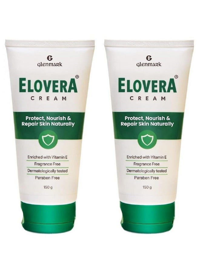 Daily Moisturising Cream For Dry Skin With Aloe Vera & Vitamin E, Protects, Nourishes And Repairs The Skin, Reduces Scars, Non-Greasy, 150 G, Pack Of 2