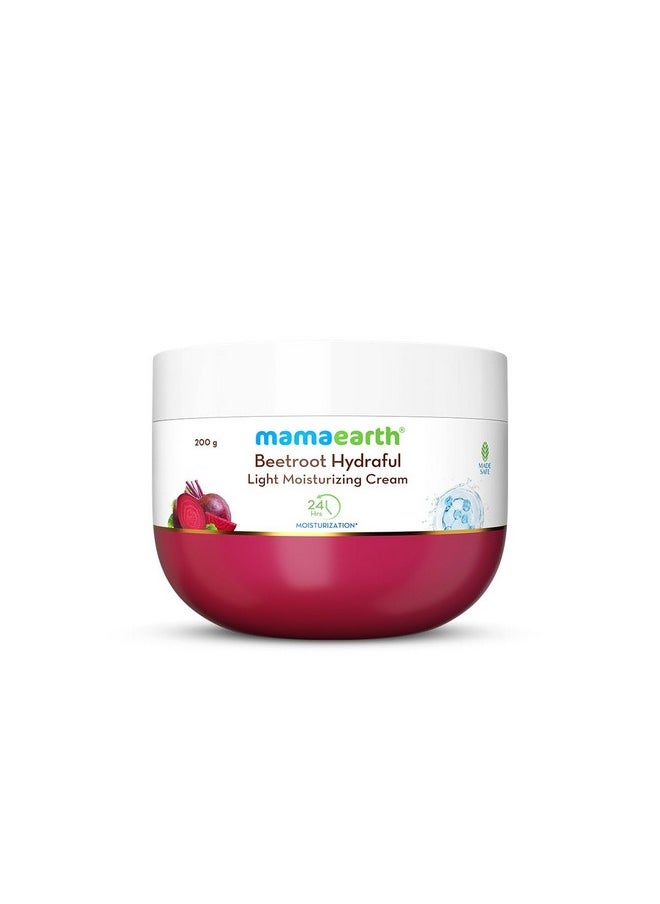 Beetroot Hydraful Light Moisturizing Cream With Beetroot & Hyaluronic Acid For Pink Glow 200G | For Face, Hand & Body | 24H Moisturization | Quick Absorbing, Non-Greasy | Soft Moisturizer