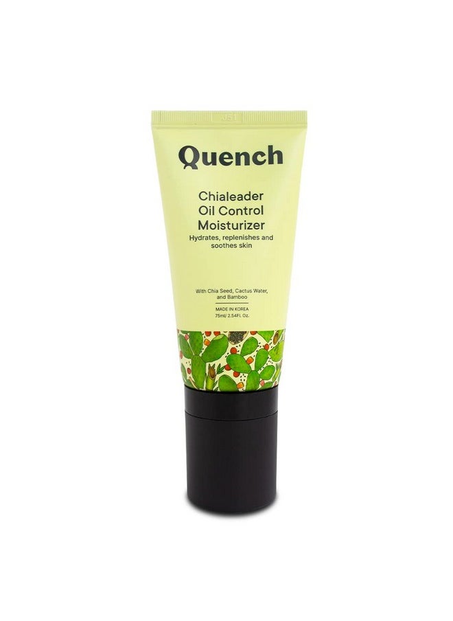 Quench Oil Control Moisturizer With Chia Seeds Omega 3 | Fast Absorbing & Non-Greasy Lightweight Cream For Oily Skin With Relaxing Roller Ball Applicator | Made In Korea (75Ml)