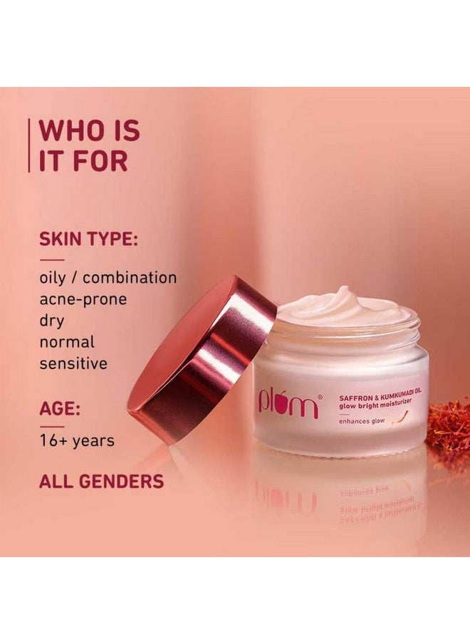 Saffron & Kumkumadi Oil Daily Glow Bright Moisturizing Cream|Moisturizer To Brighten Skin, Enhance Glow|With Spf 35|Uva/Uvb Protection|Quick-Absorbing|All Skin Types|Women & Men|100% Vegan|50 G