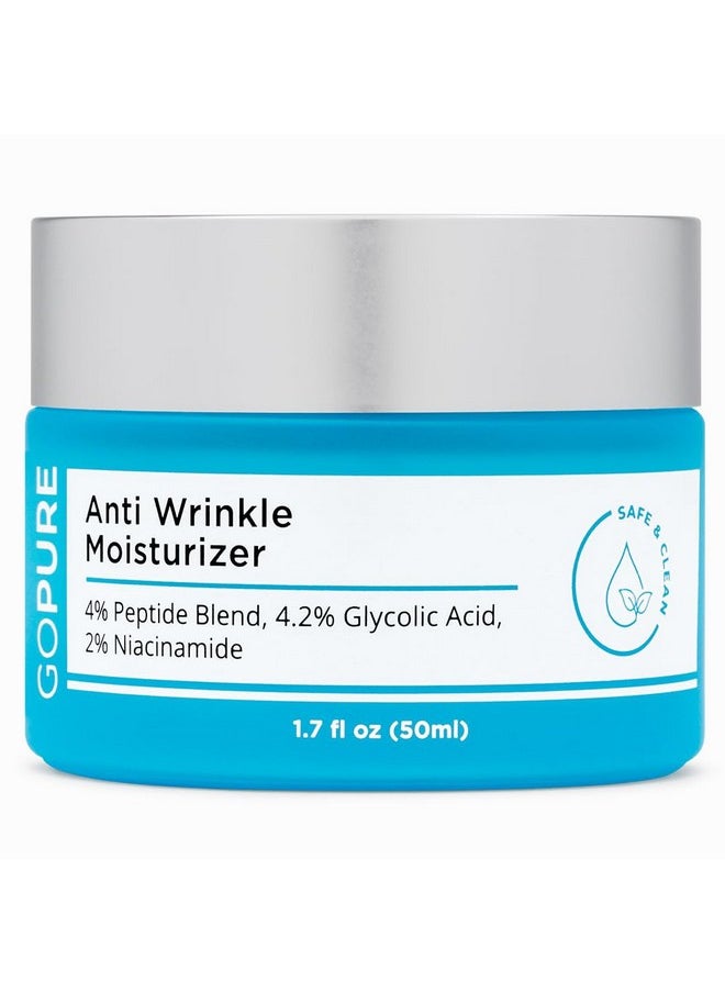 Glyco-Peptide Anti Wrinkle Face Cream - Hyaluronic Acid Moisturizer For Face With Glycolic Acid, Peptides, And Vitamin E - Hydrating Facial Moisturizer With Anti-Aging Formula - 1.7 Fl Oz