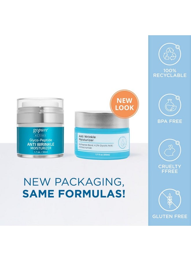 Glyco-Peptide Anti Wrinkle Face Cream - Hyaluronic Acid Moisturizer For Face With Glycolic Acid, Peptides, And Vitamin E - Hydrating Facial Moisturizer With Anti-Aging Formula - 1.7 Fl Oz