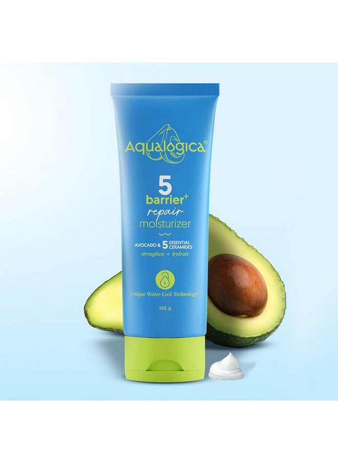 5 Barrier+ Repair Moisturizer With Avocado & 5 Essential Ceramides - 100G | Repairs And Strengthens Skin Barrier | Deeply Moisturizes | Non-Sticky & Non-Oily | Suitable For All Skin Types