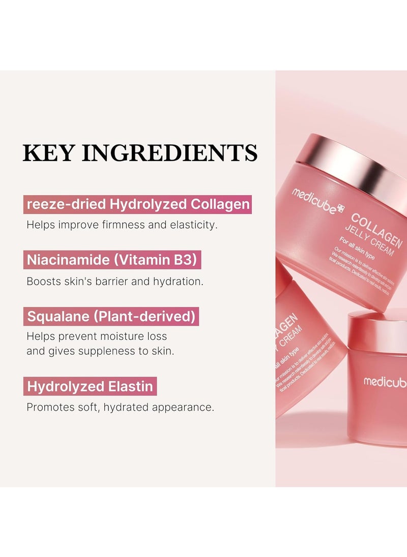 Medicube Collagen Jelly Cream- Niacinamide & Freeze-Dried Hydrolyzed Collagen - Boosts skin's barrier hydration and gives 24h Glow & Lifted Look - No artificial color, Korean skincare (3.71 fl.oz.) 110ml