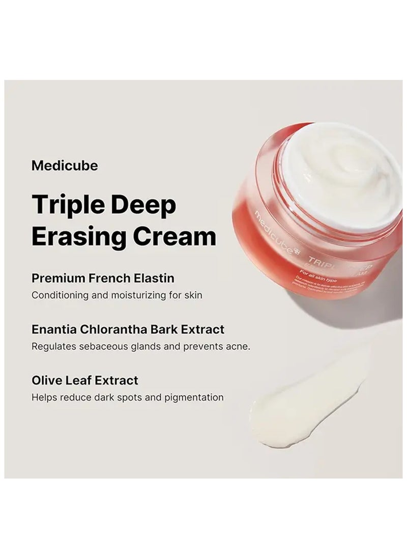 Medicube Triple Collagen Cream - Hydrating & Firming Moisturizer with Hyaluronic Acid, Premium Elastin, Shea Butter - Wrinkle Care & Boosts Elasticity - Korean Skincare, 1.69 oz/50ml