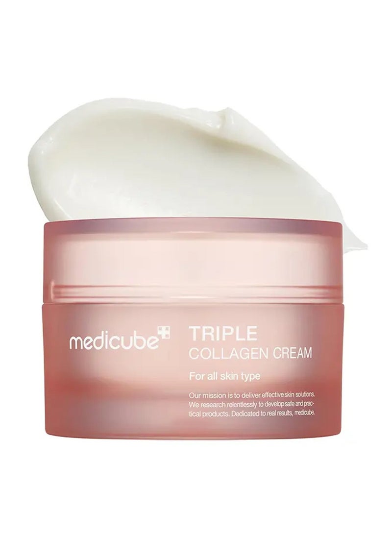 Medicube Triple Collagen Cream - Hydrating & Firming Moisturizer with Hyaluronic Acid, Premium Elastin, Shea Butter - Wrinkle Care & Boosts Elasticity - Korean Skincare, 1.69 oz/50ml