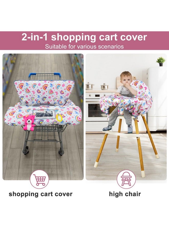 Shopping Cart Cover For Baby High Chair Covers For Restaurant Seat Grocery Cart Cover For Babies Girl Boy Cart Covers With Storage Pouch Baby Shopping Cart Cover, Rainbow