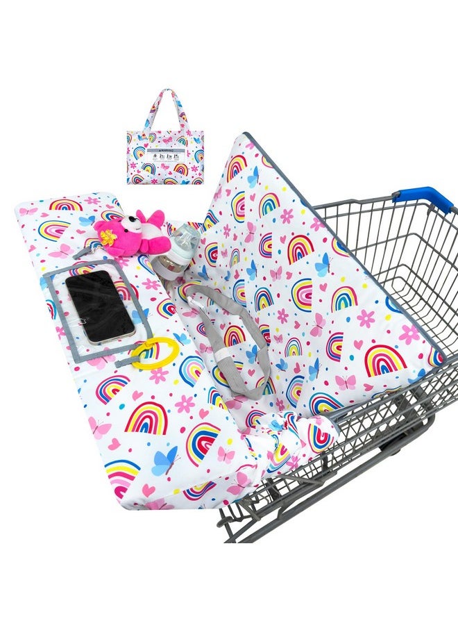 Shopping Cart Cover For Baby High Chair Covers For Restaurant Seat Grocery Cart Cover For Babies Girl Boy Cart Covers With Storage Pouch Baby Shopping Cart Cover, Rainbow