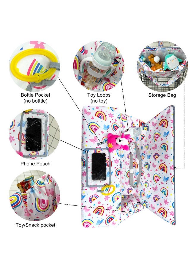 Shopping Cart Cover For Baby High Chair Covers For Restaurant Seat Grocery Cart Cover For Babies Girl Boy Cart Covers With Storage Pouch Baby Shopping Cart Cover, Rainbow