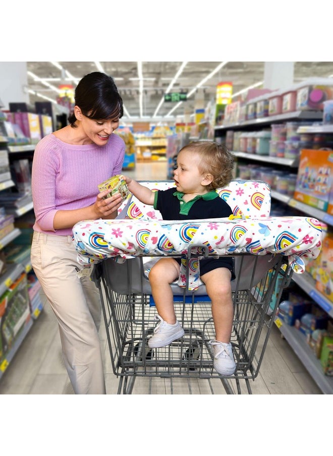 Shopping Cart Cover For Baby High Chair Covers For Restaurant Seat Grocery Cart Cover For Babies Girl Boy Cart Covers With Storage Pouch Baby Shopping Cart Cover, Rainbow