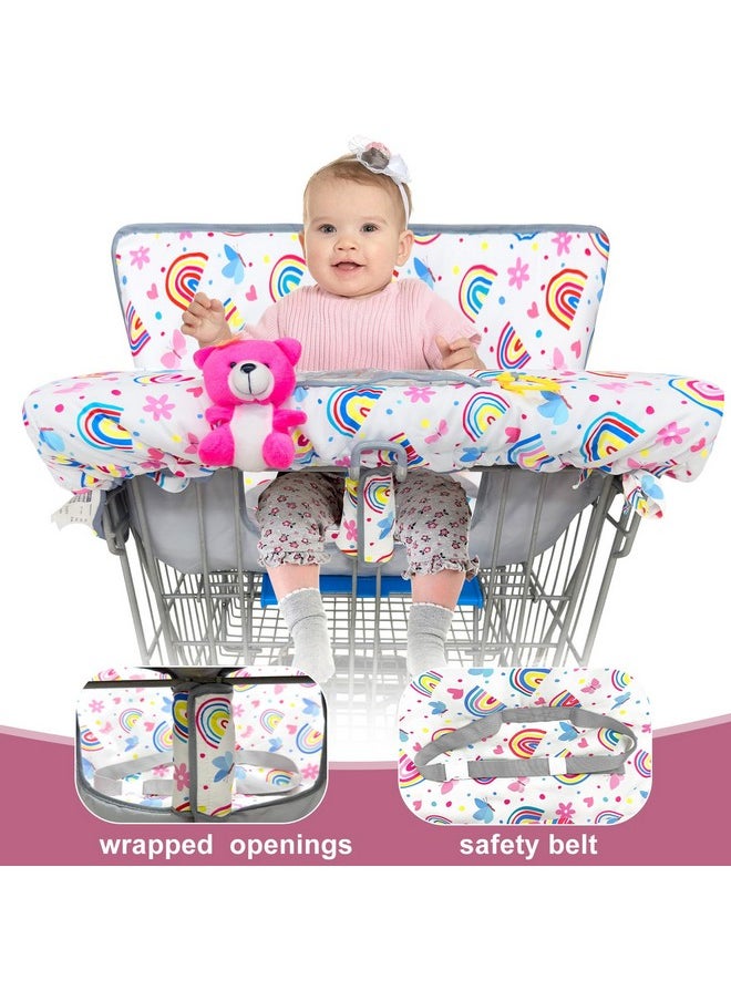 Shopping Cart Cover For Baby High Chair Covers For Restaurant Seat Grocery Cart Cover For Babies Girl Boy Cart Covers With Storage Pouch Baby Shopping Cart Cover, Rainbow