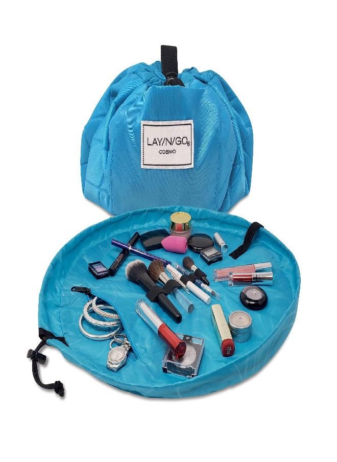 Lay-n-Go Cosmo Drawstring Cosmetic & Makeup Bag Organizer, Toiletry Bag for Travel, Gifts, and Daily Use, 20 inch, Ocean Blue