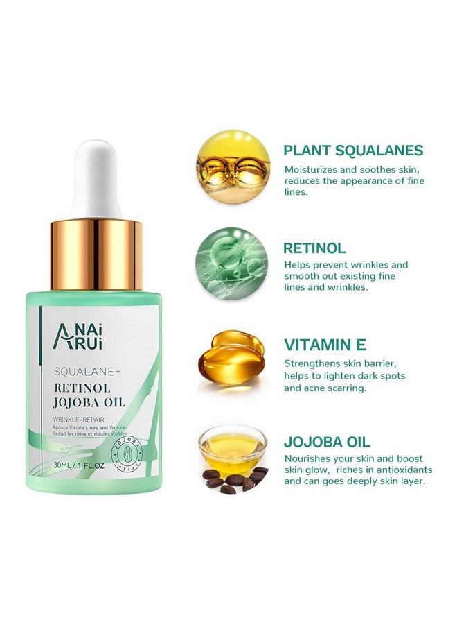 Squalane Retinol Jojoba Oil Moisturizer For Face Hydrate, Nourish, Moisturize Fine Lines And Wrinkles, Wrinkle-Repair Facial Oil For Smoother, Supple Skin 1 Fl. Oz