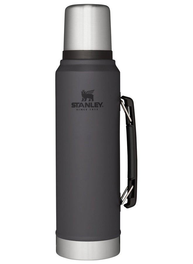 Classic Vacuum Insulated Wide Mouth Bottle - Matte Black - Bpa-Free 18/8 Stainless Steel Thermos For Cold & Hot Beverages - 1.1 Qt