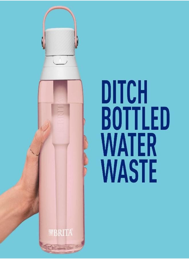 Brita Insulated Filtered Water Bottle with Straw, Reusable, BPA Free Plastic, Blush, 26 Ounce