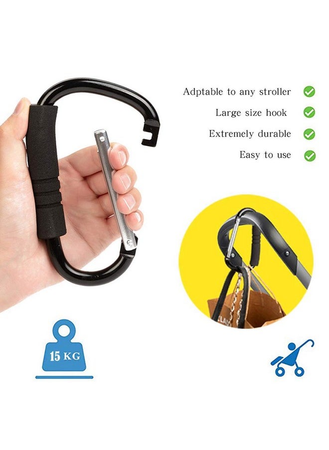 Stroller Hooks By Baby，2 Pack Convenient Organizer Hook Bag Clips To Diaper Bags Clothing,Purses,Groceries,Great Hook Set For Mommy When Walking Or Shopping(Black)