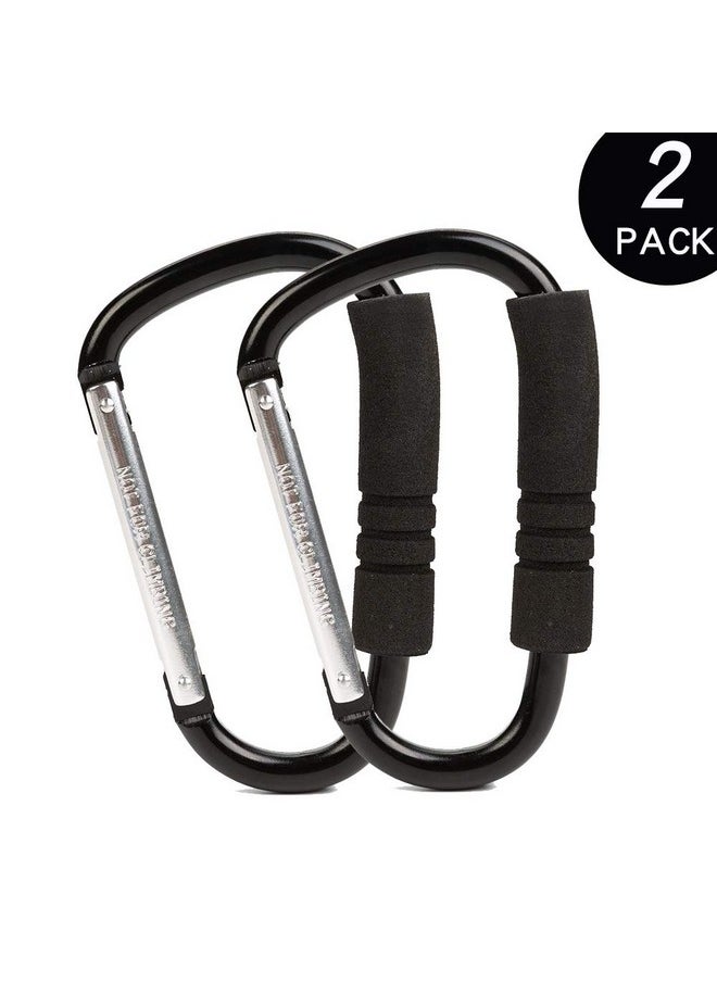 Stroller Hooks By Baby，2 Pack Convenient Organizer Hook Bag Clips To Diaper Bags Clothing,Purses,Groceries,Great Hook Set For Mommy When Walking Or Shopping(Black)