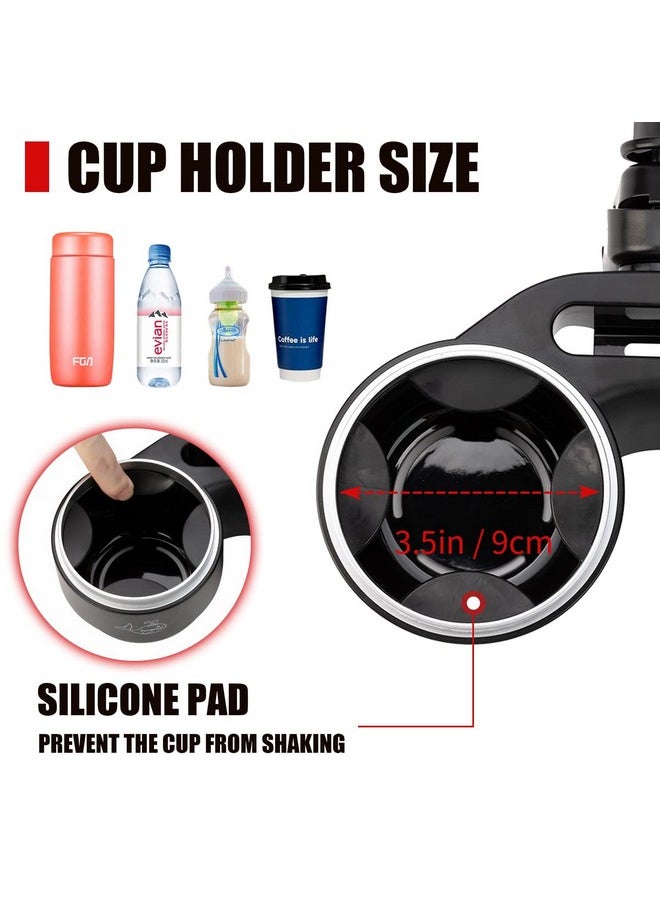 Baby Stroller Parent Cup Holders - 4 In 1 Multifunctional Stroller Snack Tray With Phone Holder & Bonus Hooks - Removable Stroller Tray & Drink Holder,