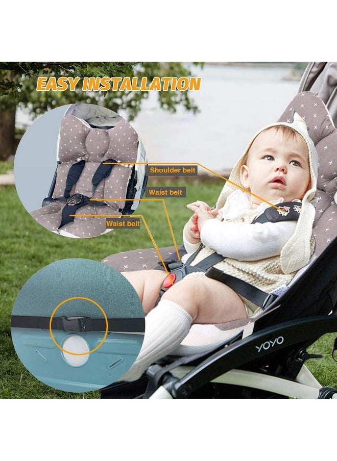 Baby Seat Pad Liner For Stroller-Soft And Breathable，3D Air Mesh Cotton Universal Baby Stroller Cushion (Grey Cross)