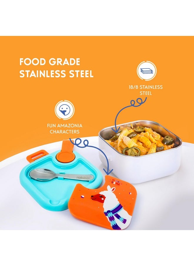 Lunchmate Mini Stainless Steel Lunch Box No Prob Llama 500 Ml - 2 Years Brand Warranty | Steel Lunch Box For Kids | Snack Box | Stainless Steel Lunch Box