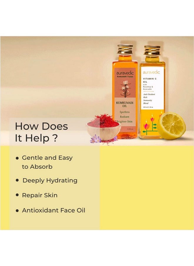 Kumkumadi Tailam Kumkumadi Face Oil For Glowing Skin And Vitamin C Oil Face Serum 100 Ml Pack Of 2 Vitamin C Serum Oil And Kumkumadi Oil Kumkumadi Thailam For Face