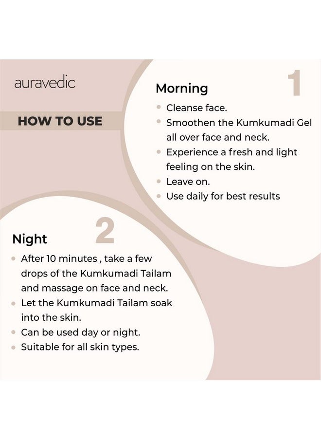 Kumkumadi Tailam & Kumkumadi Gel Set Combo (30Ml+100G) For Rejuvenating & Bright Skin, Kumkumadi Tailam From Kerala & Kumkumadi Gel With Kumkumadi Face Oil For Radiant Skin For Unisex