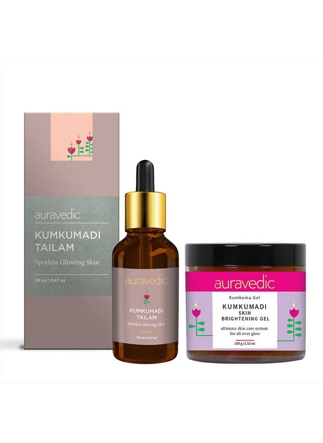 Kumkumadi Tailam & Kumkumadi Gel Set Combo (30Ml+100G) For Rejuvenating & Bright Skin, Kumkumadi Tailam From Kerala & Kumkumadi Gel With Kumkumadi Face Oil For Radiant Skin For Unisex