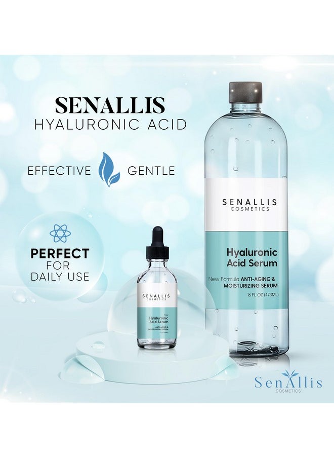 Hyaluronic Acid Serum 16 Fl Oz And 2 Fl Oz, Made From Pure Anti Aging/Wrinkle, Ultra Hydrating Moisturizer That Reduces Dry Skin Manufactured In Usa