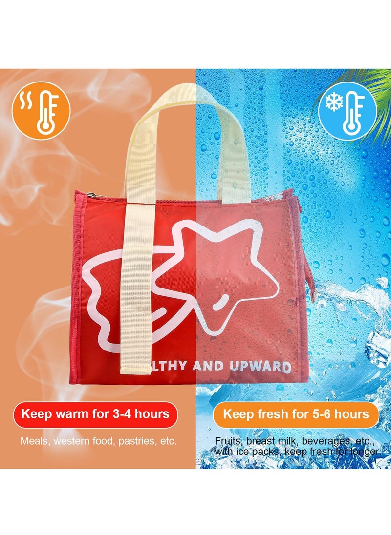 SYOSI Insulated Lunch Bag, Thermal Lunch Tote Bag Waterproof Foldable Lunch Bag Leak-Proof Outdoor Picnic Bag for Women Men Children (Red)