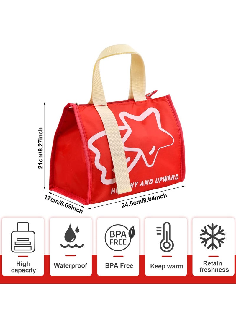 SYOSI Insulated Lunch Bag, Thermal Lunch Tote Bag Waterproof Foldable Lunch Bag Leak-Proof Outdoor Picnic Bag for Women Men Children (Red)